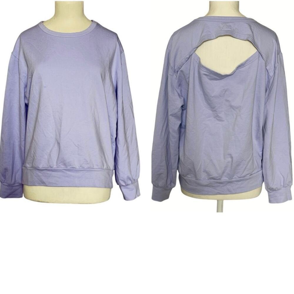 PACT Organic Cotton Long Sleeve Cut off Back Sweatshirt Size XS Periwinkle